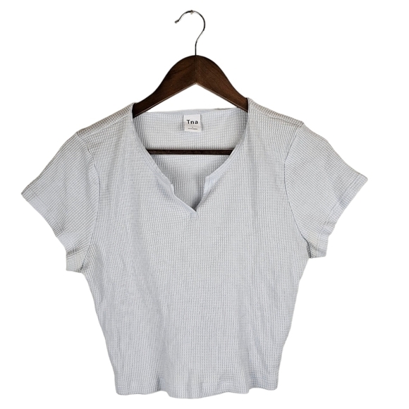 TNA Tops - Tna Light Blue Knotched Crop Top T Shirt Size L